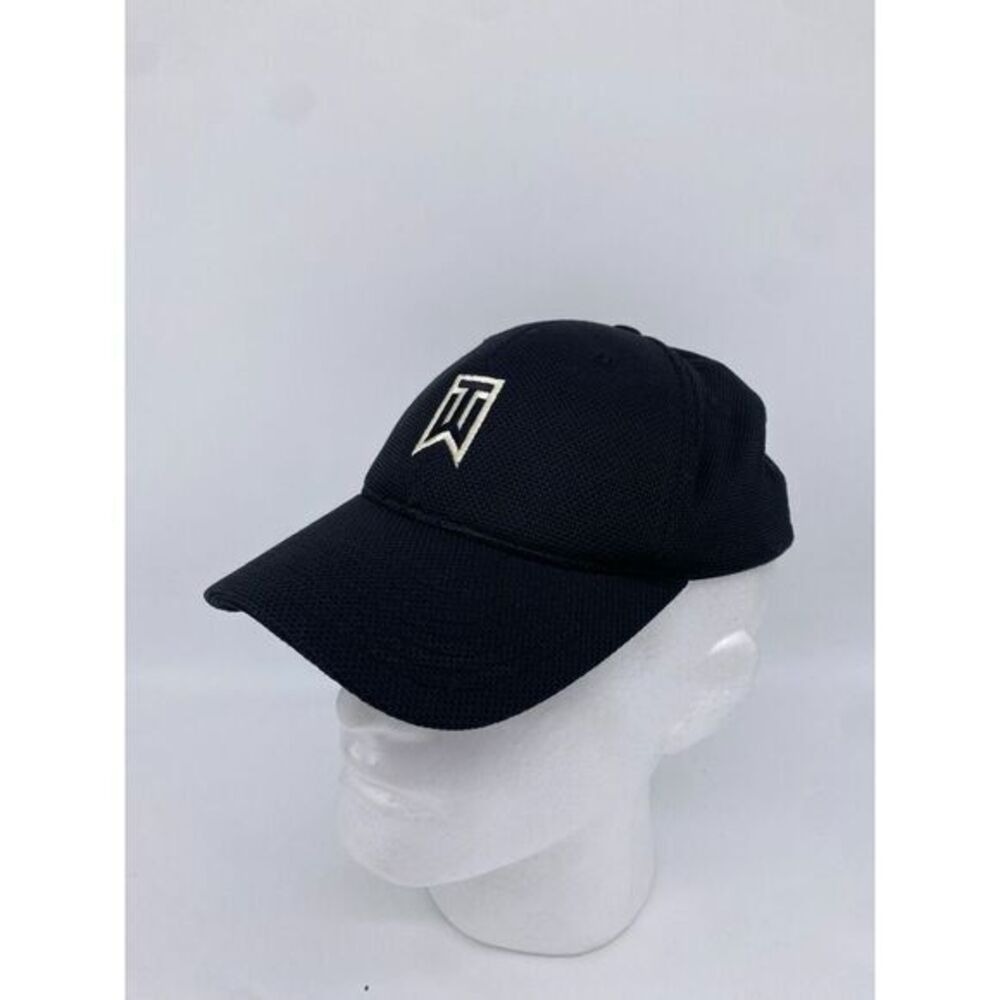 VINTAGE Nike Fitted Hat Mens Medium/Large Black Golf Tiger Woods TW Mesh Cap - Picture 2 of 9